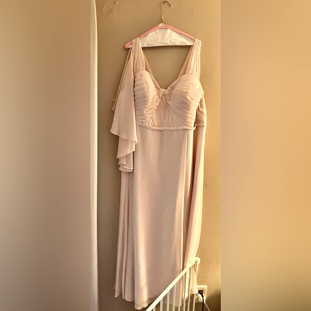 Azazie Blush Pink Chiffon Plus Size Bridesmaid Dress